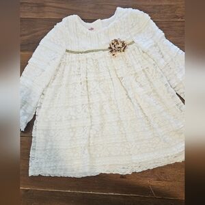 NANNETTE KIDS 3T WHITE LACE & RUFFLE LINED DRESS WITH POPS OF COLOR!